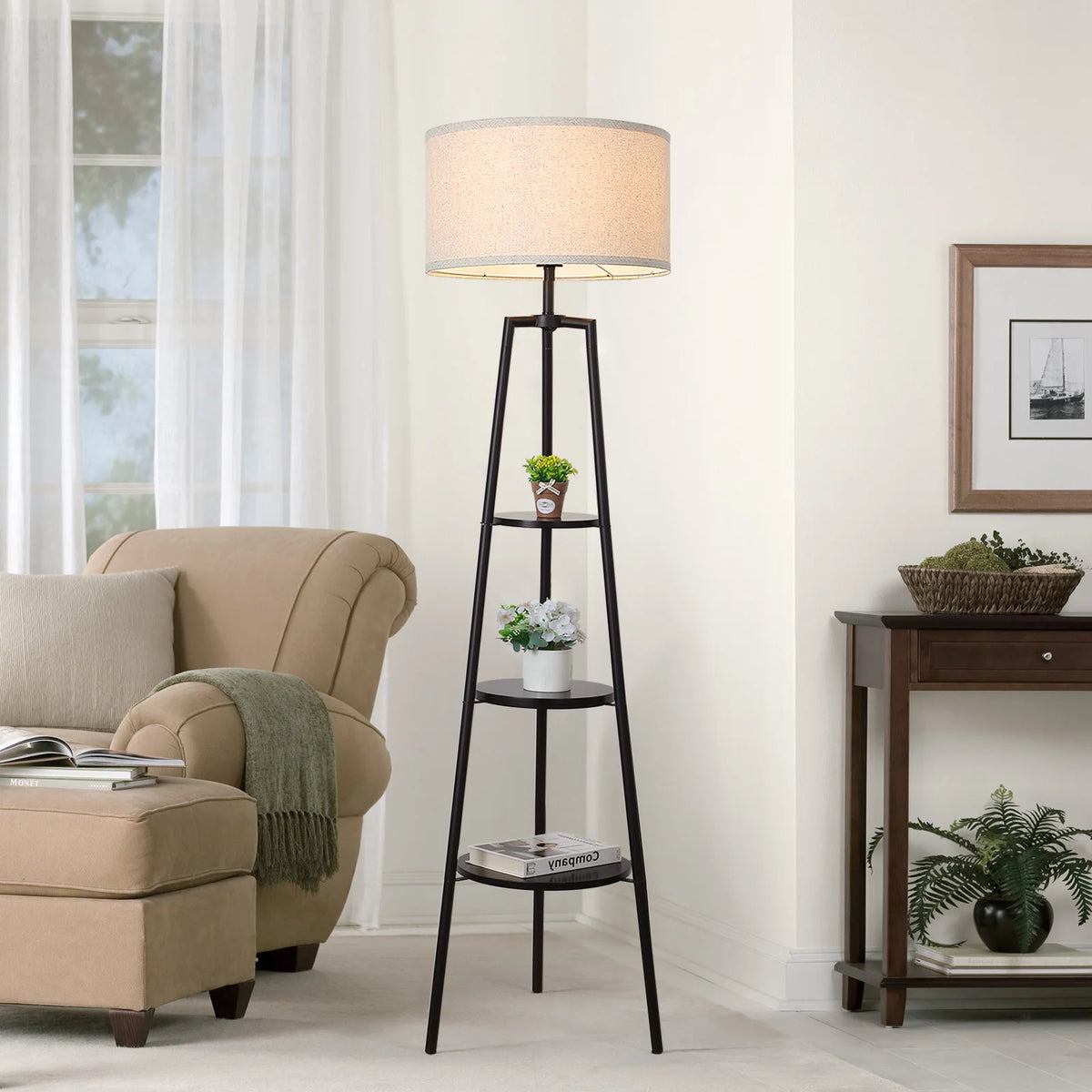 Round Shelf Floor Lamp
